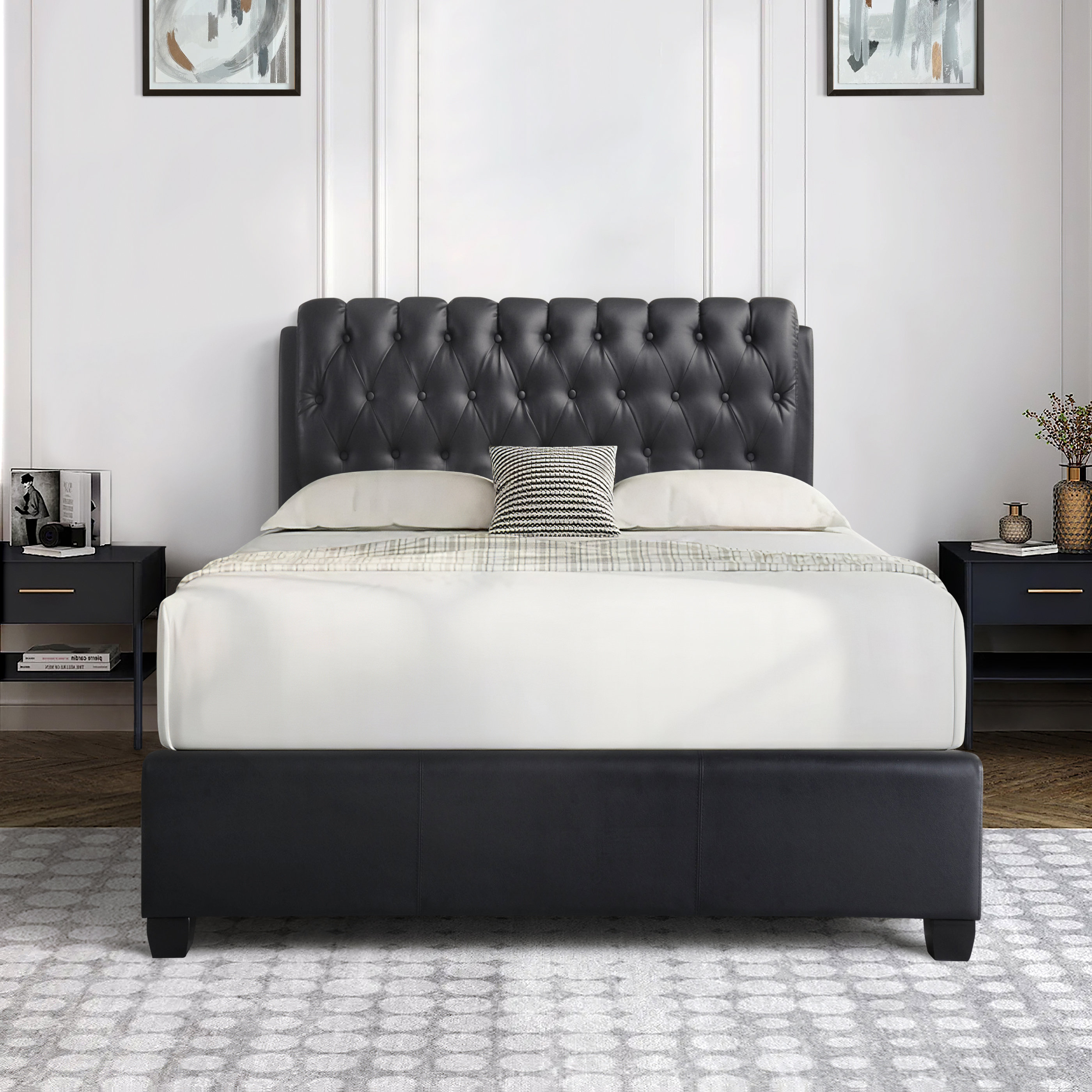 Red Barrel Studio® Wolsky Vegan Leather Standard Bed | Wayfair