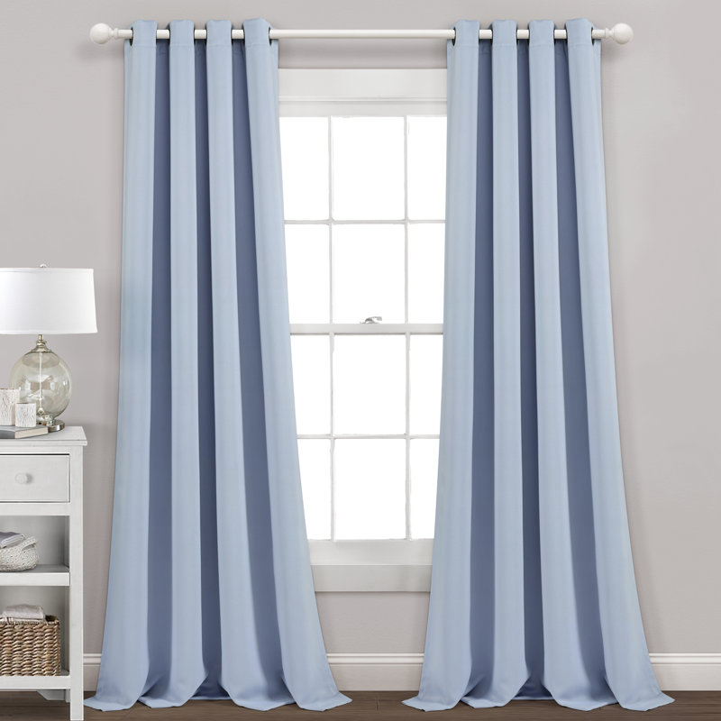 Lush Décor Insulated Grommet Blackout Blackout Curtains / Drapes Pair, 52" W x 63" L, Blue