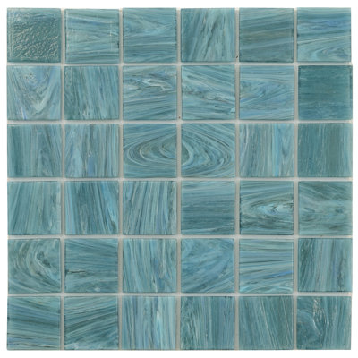 Celestial 12 in. x 12 in. Glossy Yale Blue Glass Mosaic Wall and Floor Tile (10 sq. ft./case) (10-pack)