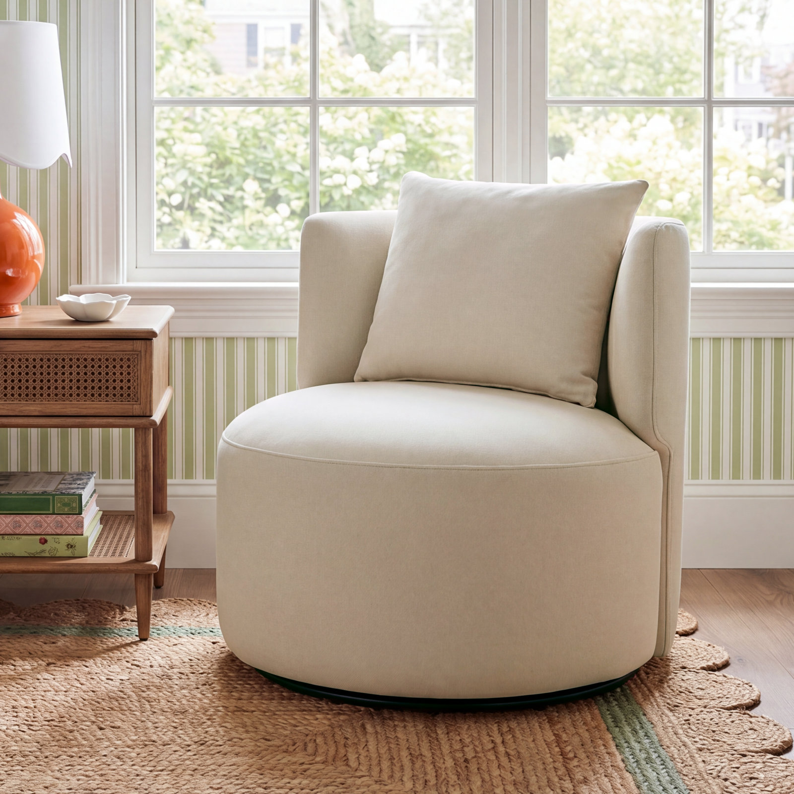 Belarus Swivel Accent Chair, Vesper Nature Velvet