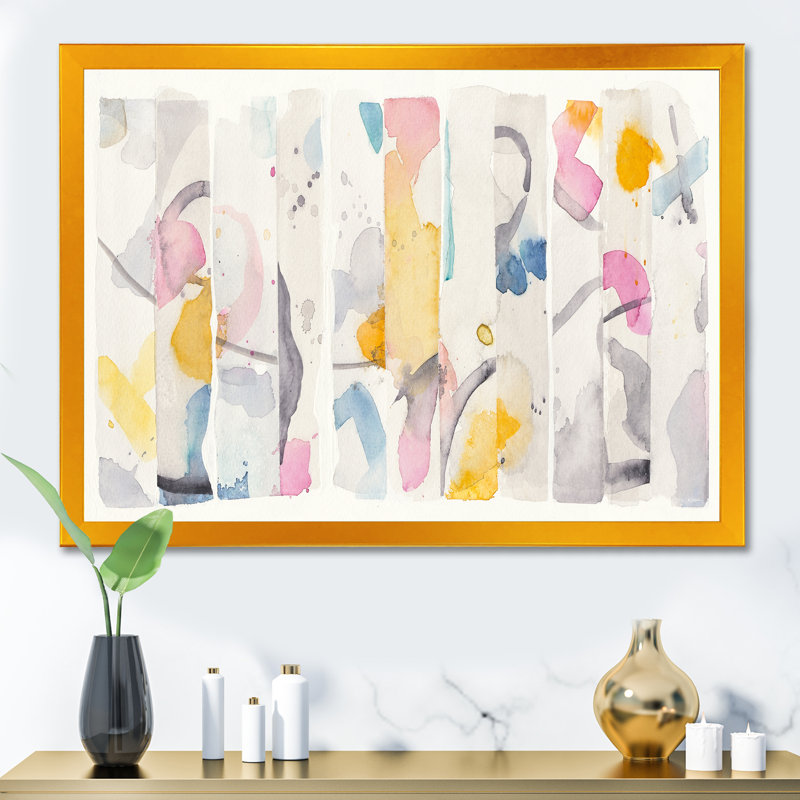 « multicolore geometric bars ii », reproduction d’image sur toile, Cadre doré, H 20 po x l 20 po x P 1 po