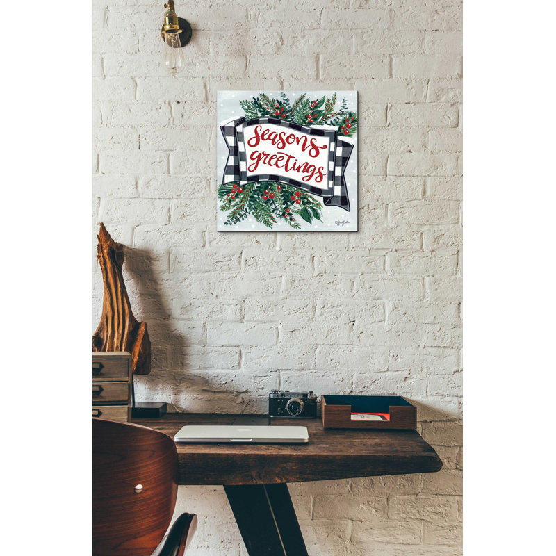 «Seasons Greetings Banner» par Sara Baker, art mural en verre acrylique, H 12 po x l 12 po x P 0,13 po