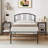 Twin Metal Bed with 2 Brown Nightstands – 3 Piece Modern Bedroom Set-157221608-157221602