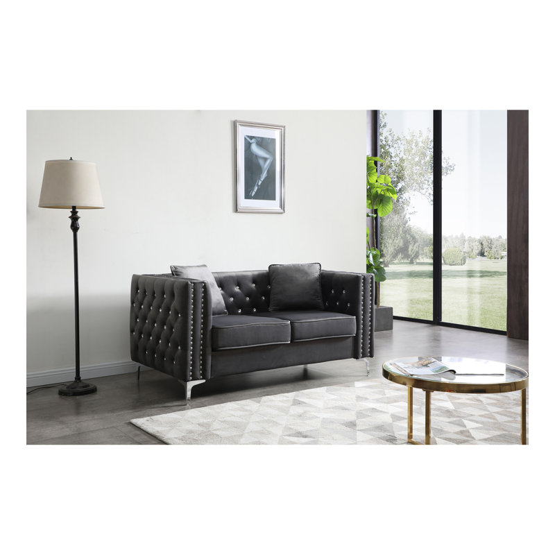 Causeuse contemporaine stylisée grise, Gris