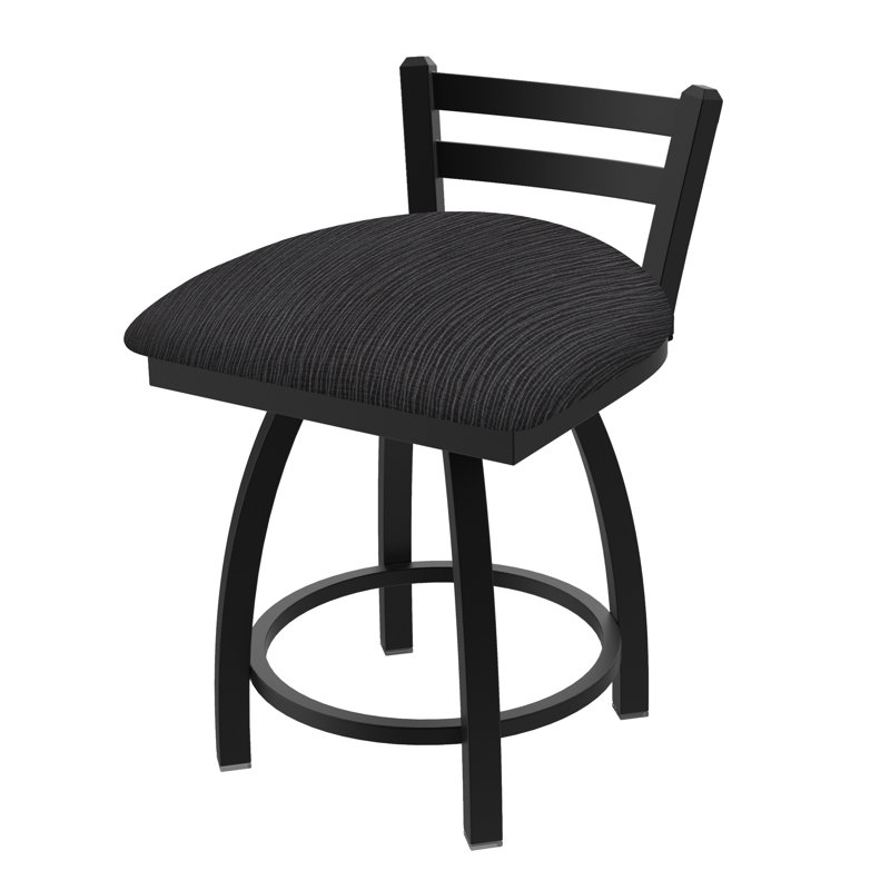 Tabouret de coiffeuse Jackie, Nickel anodisé, Tissu-graphique ancre