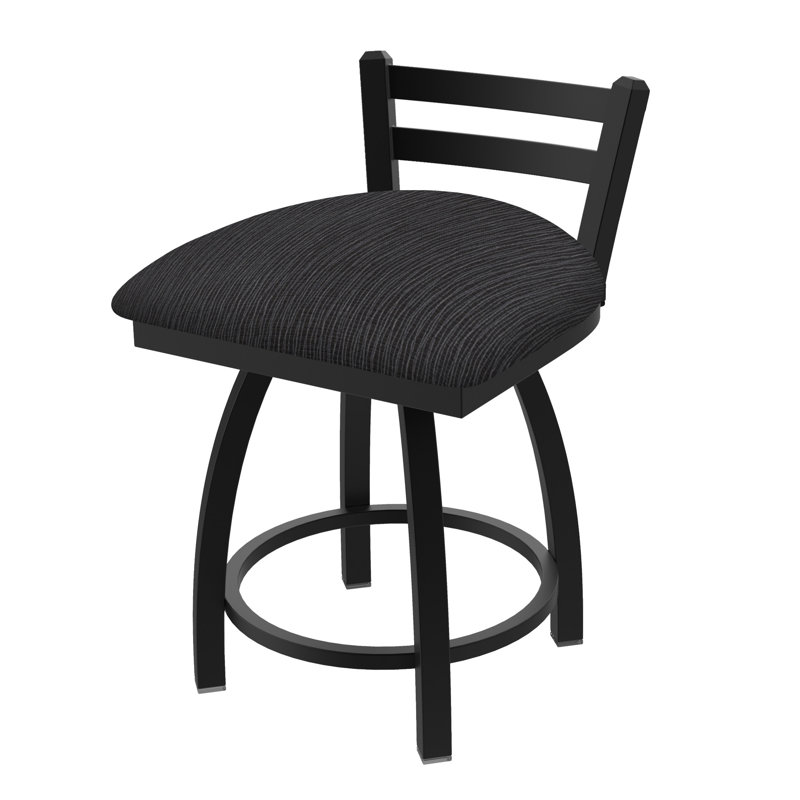 Tabouret de coiffeuse Jackie, Nickel anodisé, Tissu-graphique ancre