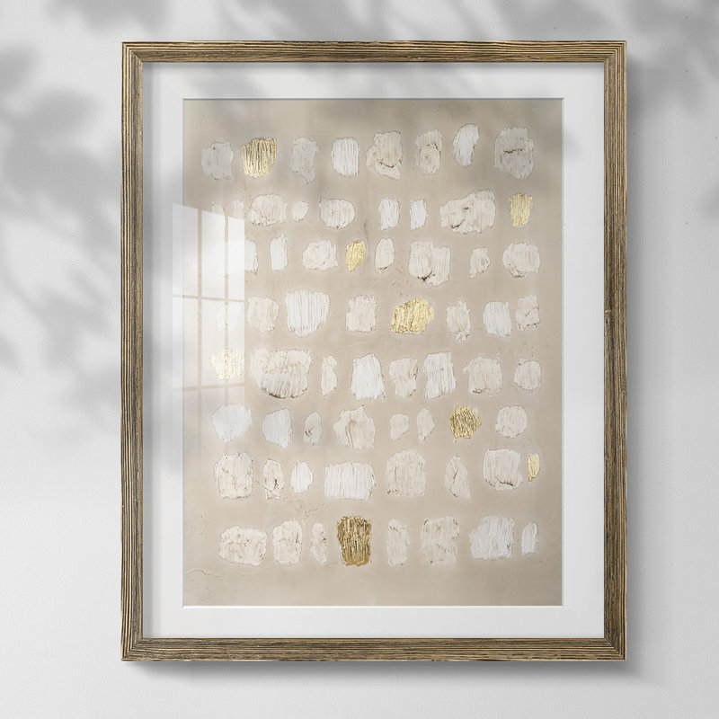 Pavé embelli I, Papier avec cadre noyer, Blanc, H 20 po x l 16 po x P 1 po