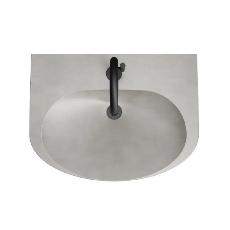 Lavabo moderne Ellipsa, Givré, Chrome poli, Robinets monotrou