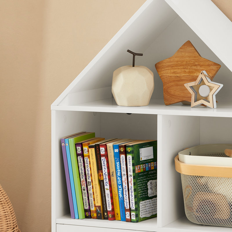 Kids Bookshelf with 3 Open Shelves and 2 Doors Childrens Bookcase for Book Nook Toy Storage White