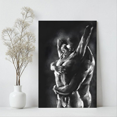 Art mural sur toile encadré en 2 dimensions, corps humain abstrait, posture dynamique, impression sur toile de style expressionniste, décoration murale, cadeau idéal pour chambre à coucher, salon, couloir