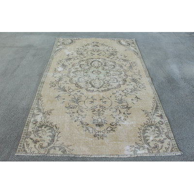 Authentic Vintage Turkish Oushak Rug in Beige for Bedroom or Boho Area From the Collection of Quality Hand Woven Rugs for an Upscale Home Decor