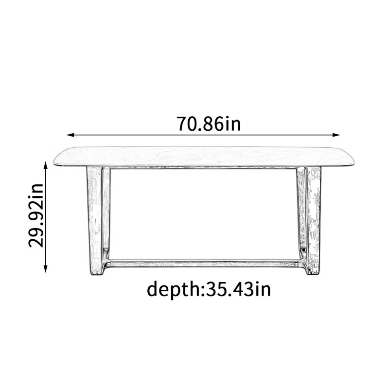 Table de salle à manger durable, H 29,92 po x L 70,86 po x l 35,43 po