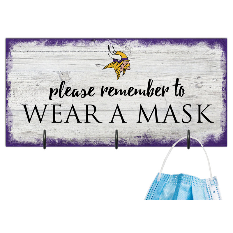 3 - Hook Wall Mounted Coat Rack, Minnesota Vikings
