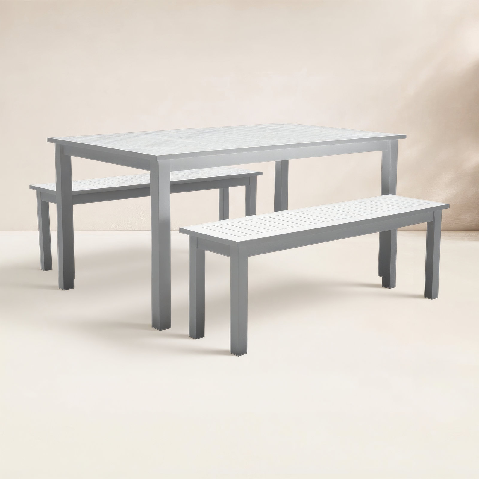 Bowery 59" Acacia Patio Dining Set, White