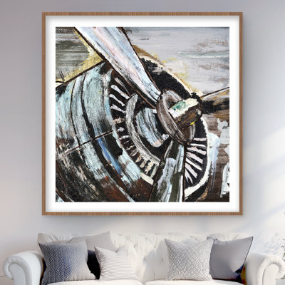 Hélice d'avion - reproduction encadrée brune mate | Décoration intérieure
