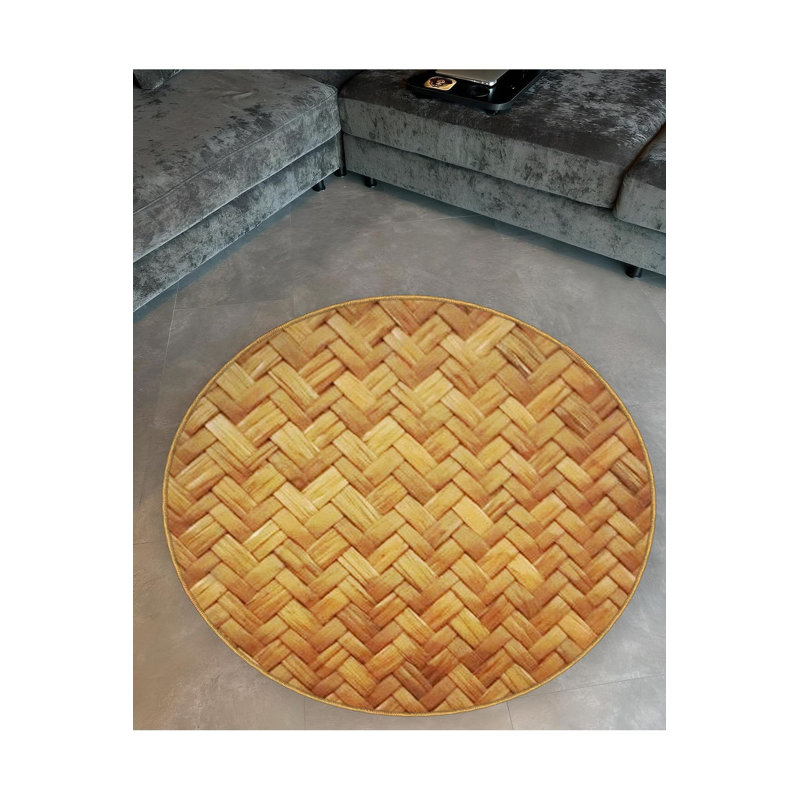 Tapis rond lavable à la machine, Sous-tapis rond 2 pi 8 po inclus
