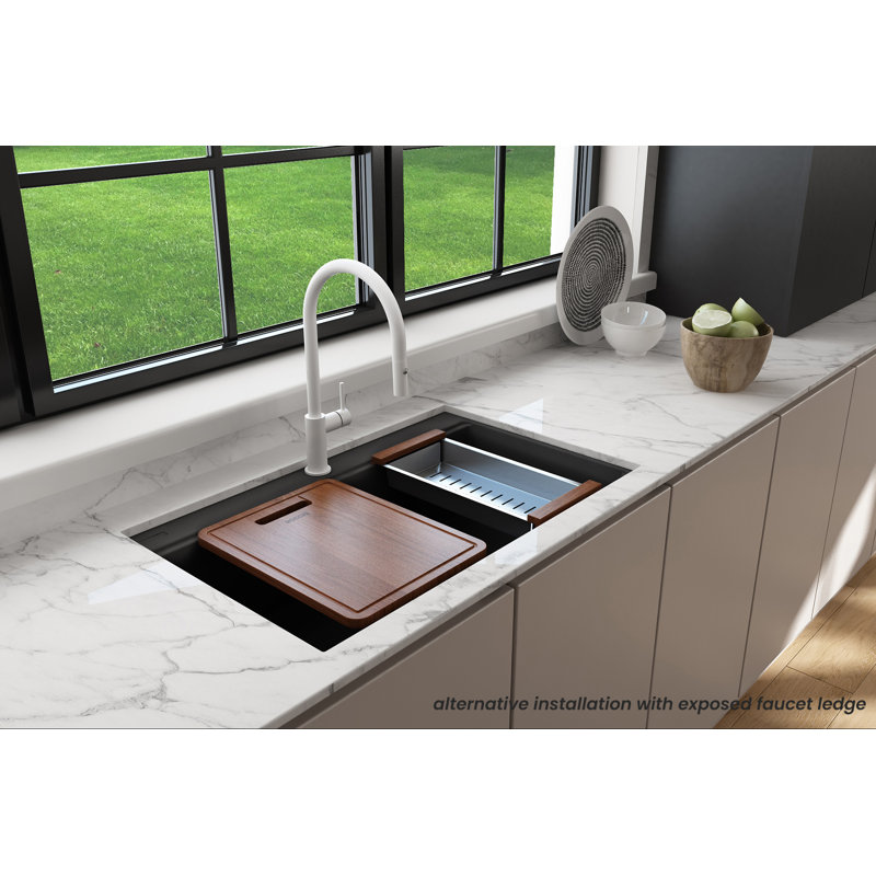 Baveno Lux 33'' L Double Basin Kitchen Sink, Concrete Gray