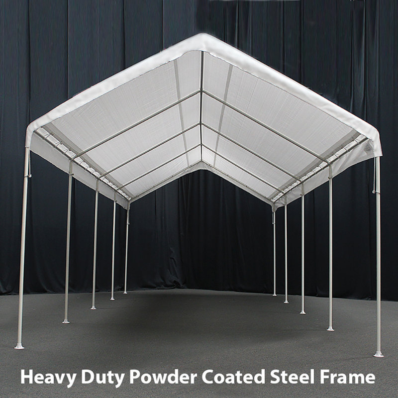 Extra Long White Fabric Canopy with Metal Frame