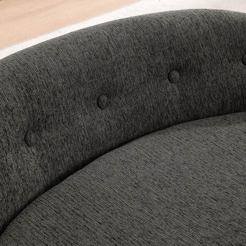 Sarah Oversized Oval Semi-Enclosed Dog Sofa with Button-Tufted Backrest, Dark Gray