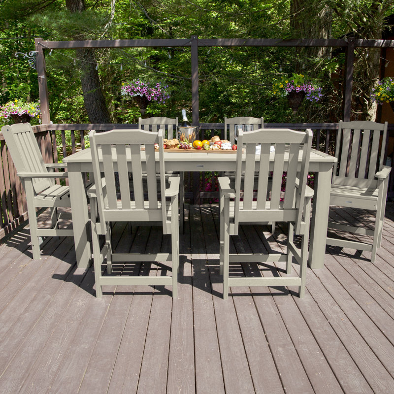Kile 6 - Person Patio Dining Set with Rectangular Table, Whitewash, 84" L x 42'' W x 36'' H