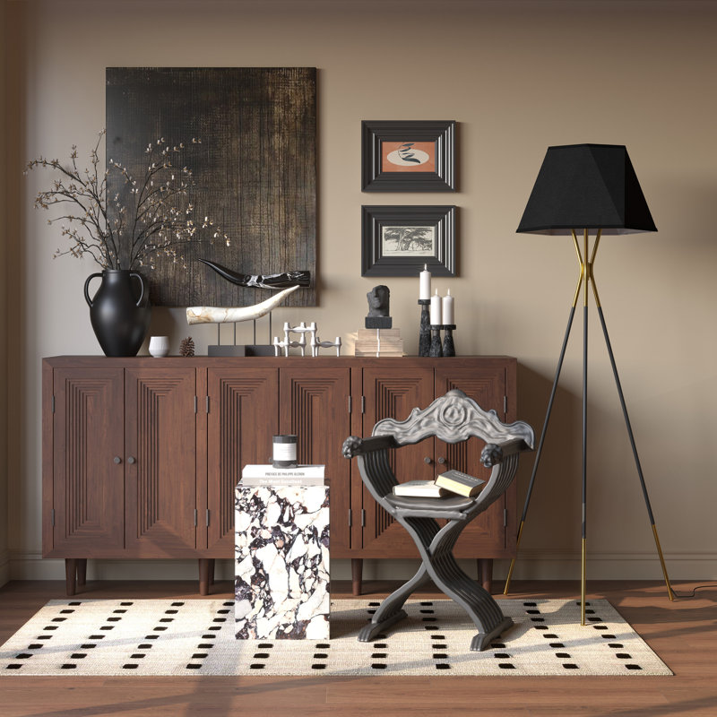 Inlight 65" Black and Gold Metal Tripod Floor Lamp