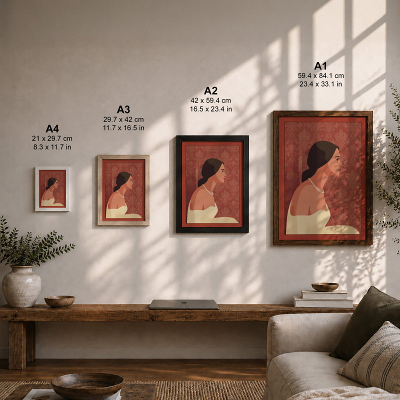 Profile in Terracotta Modern - Framed Print, Walnut, A3 - 42.0 x 29.7 cm