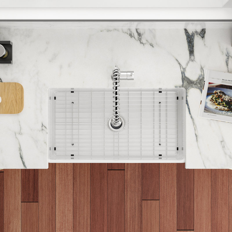 33" L X 18" W Framhouse/Apron Front Kitchen Sink Reversible Ceramic Fireclay Undermount Farmer Kitchen Sinks