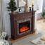 Foyer électrique avec manteau de cheminée, chauffage autoportant classique avec minuterie à distance flamme DEL réaliste, l 45,7 po x P 11,8 po x H 40 po | Panneau de fibres à densité moyenne + PB-947663285