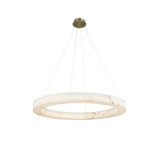 LumenAria - Medley LED Ring Pendant - Brushed Brass - Faux Alabaster Resin Shade