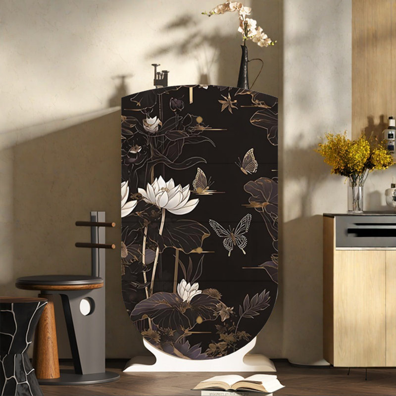 Commode d'appoint 4 tiroirs Vintage, Blanc/Noir