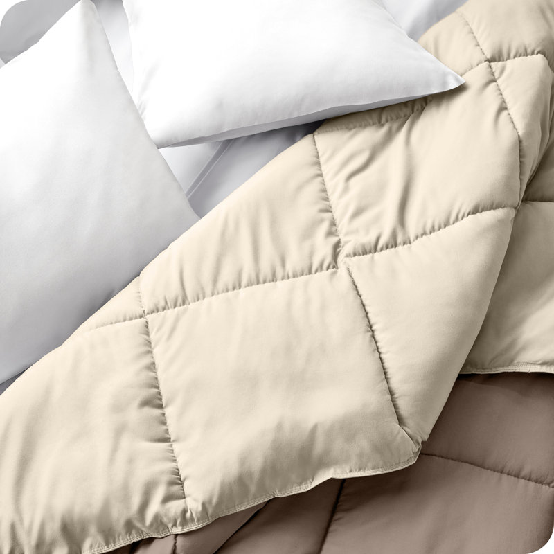 Taupe and Sand Reversible Microfiber Down Alternative Comforter Set