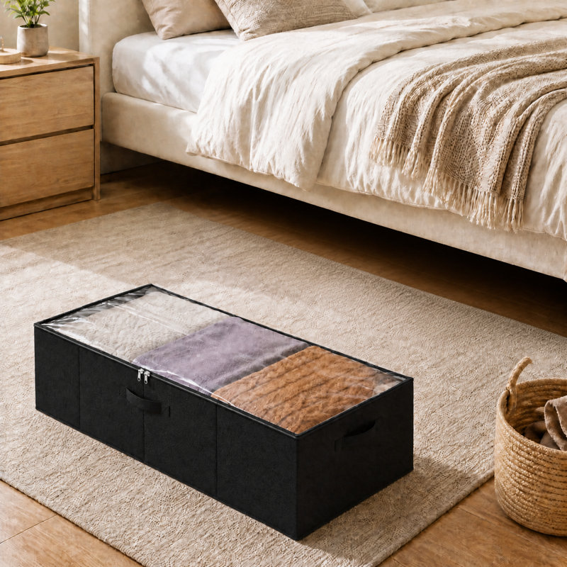4 Pack 10" High Under Bed Storage Containers, Large Organizer Bins with Lids for Bedroom, Closet, Dorm and Blanket Storage