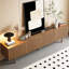 Meuble télé 86,6 po en bois pour console multimédia 90 pouces à 4 portes en noyer