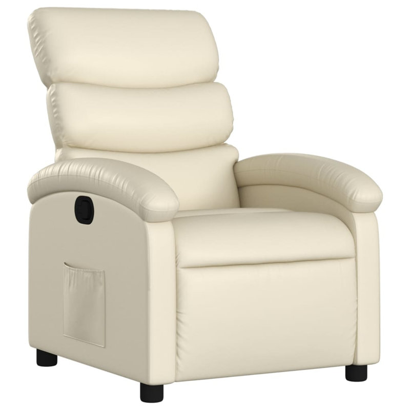 vidaXL Recliner Chair, Adjustable Backrest/ Footrest, Leather, Cream Faux Leather