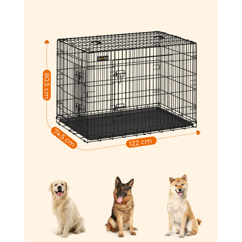 Collapsible Pet Crate with 2 Doors, 80.5cm H x 122cm W x 74.5cm D