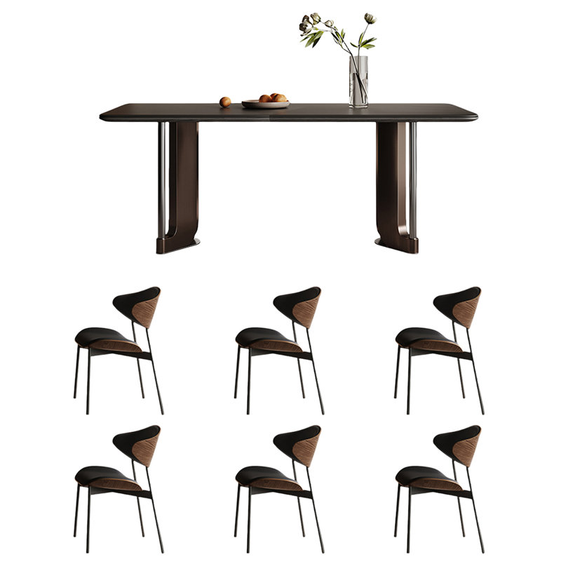 European simple light luxury dining table set, 29.5" H x 63" L x 33.4" W