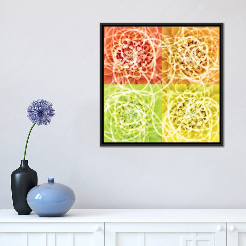 « scribbles », impression sur toile, H 18 po x l 18 po x P 1,5 po, Toile avec cadre noir, Pas de tapis