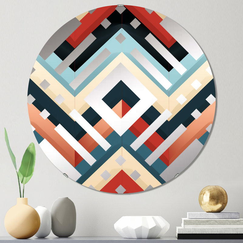 Miroir décoratif à losanges multicolores à motif géométrique urbain, 23,6 po x 23,6 po