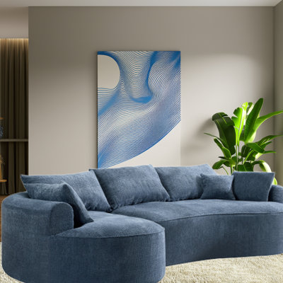 Boneless Modern 124.5-Inch Boneless Sectional Sofa, Grey Chenille Fabric, No Assembly Required, Includes 7 Cushions, High-Density Foam for Ultimate Comfort”