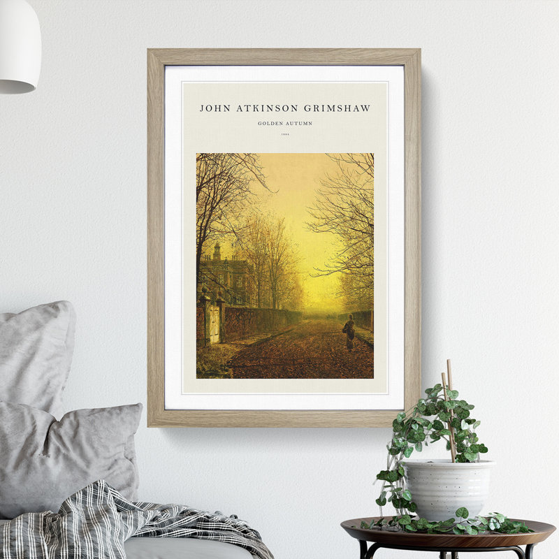 Golden Autumn by John Atkinson Grimshaw - Single Picture Frame Print, 65cm H x 48cm W x 2cm D, Oak Framed