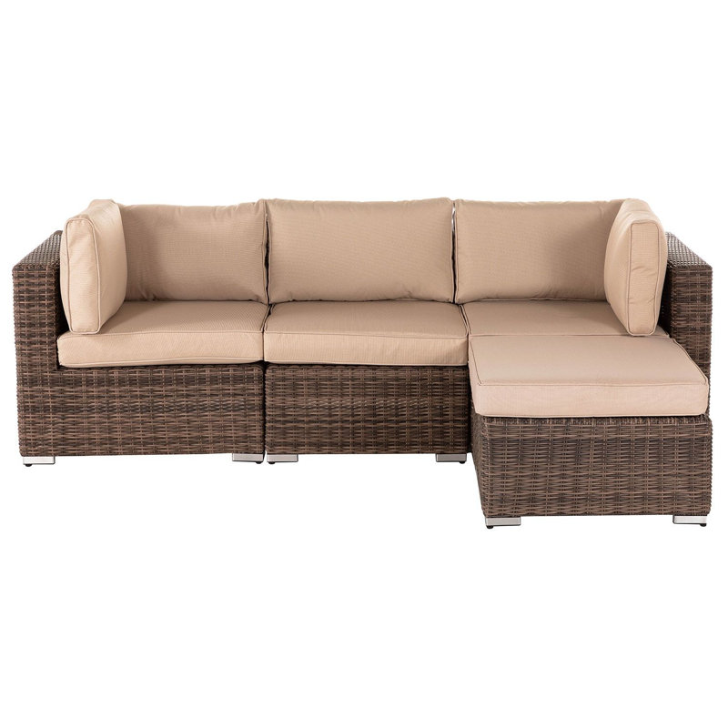 Ewing 3 Seater Rattan Sofa Set, Truffle/Champagne