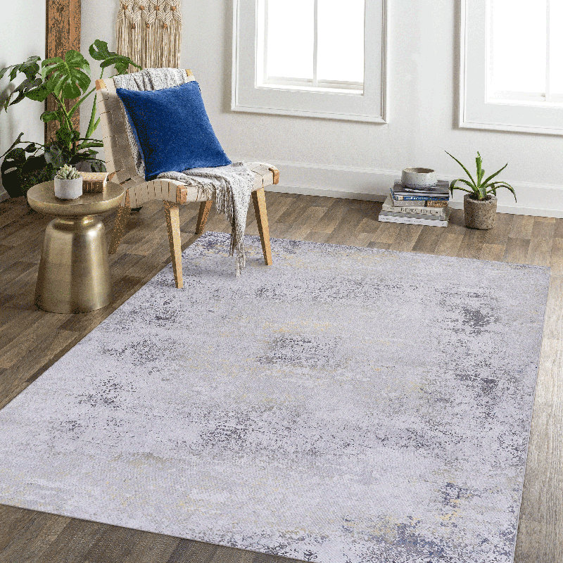MAVAL Gold Washable Rug 9X12 Area Rug (Gray+Gold, 9'X12'), Rectangle 9' x 12'