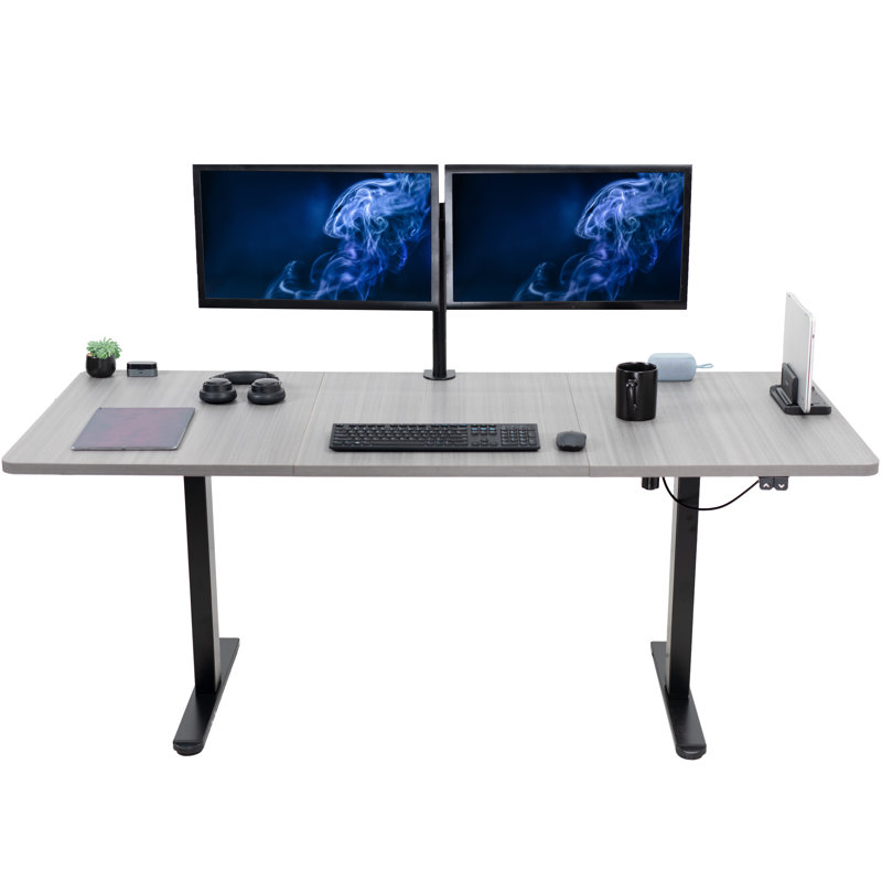 Bureau debout électrique Vivo, Gris foncé, L 70,9 po, Noir