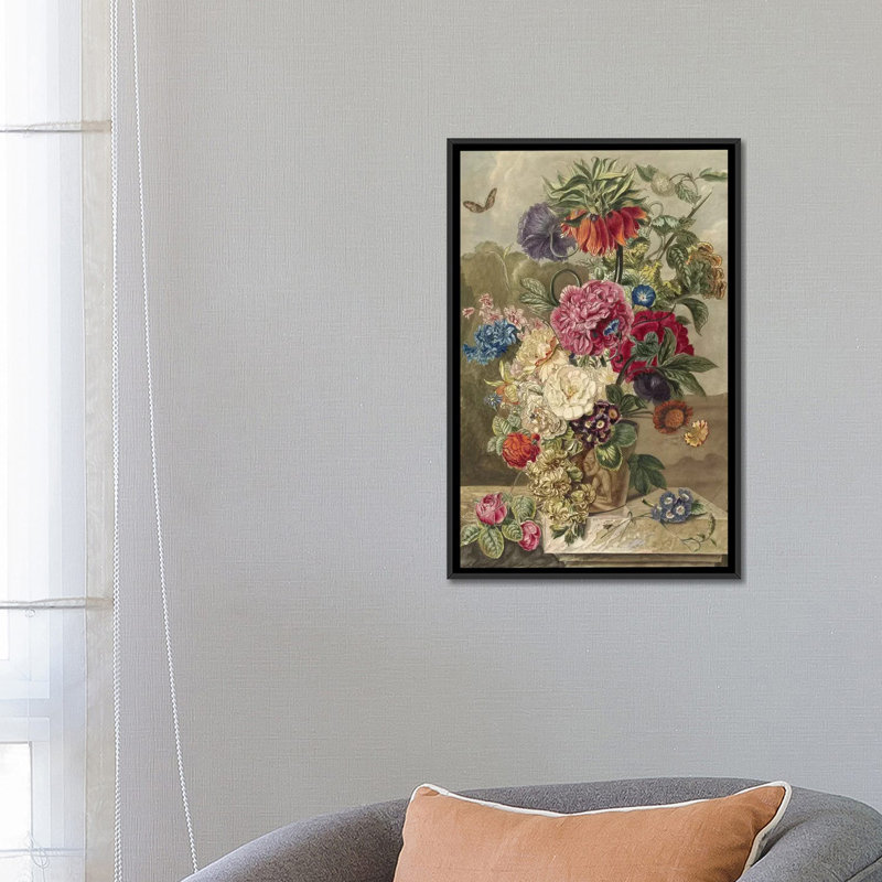 « fleurs xvii », impression sur toile, H 26 po x l 18 po x P 1,5 po, Toile avec cadre noir, Pas de tapis