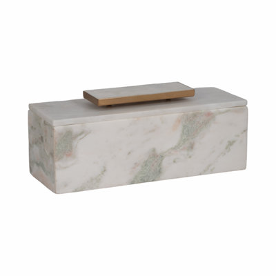 Sagebrook Home 16" Salina Marble Box, White