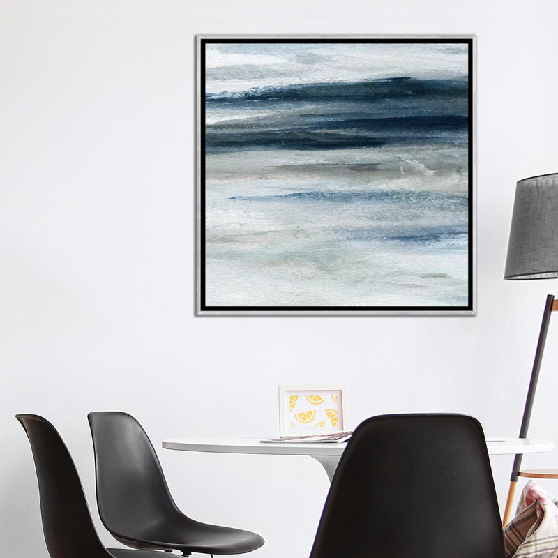 « Ocean courants III » par Carol Robinson, reproduction d’art, Toile avec cadre argenté, Pas de tapis