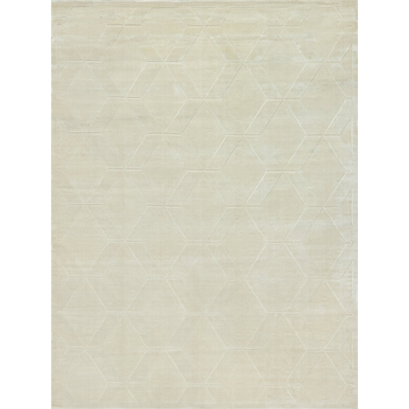 Brunello Modern Handmade Silky Nylon Light Beige Area Rug, Rectangle 2' x 3'