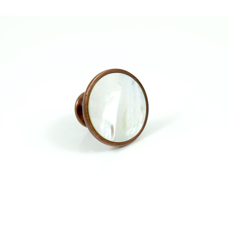Bouton de nacre de 1,25 po de diamètre, Bronze huilé huilé / argent