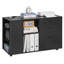 3 Drawer Wooden File Cabinet Mobile Filing Cabinet with Power Strip Black