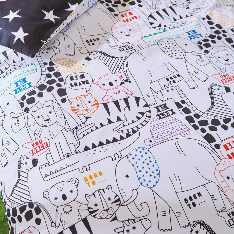 Born To Be Kind Cotton Duvet Cover Set with Pillowcases, Single - 1 Standard Pillowcase